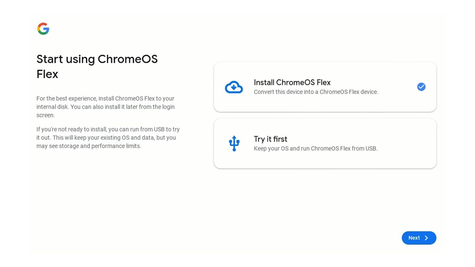 You can try ChromeOS Flex before installing it.