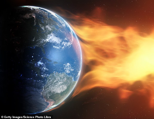 Solar storms striking the Earth come from coronal mass ejections and solar flares sent out by the sun days prior (Stock Image)