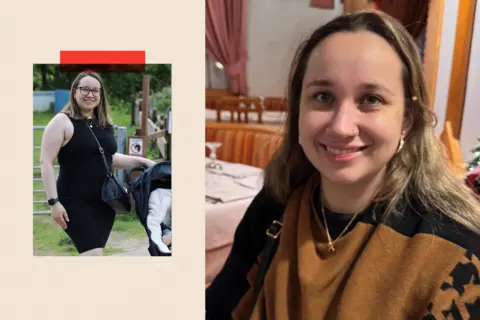Two images of Sara De Souza smiling to camera