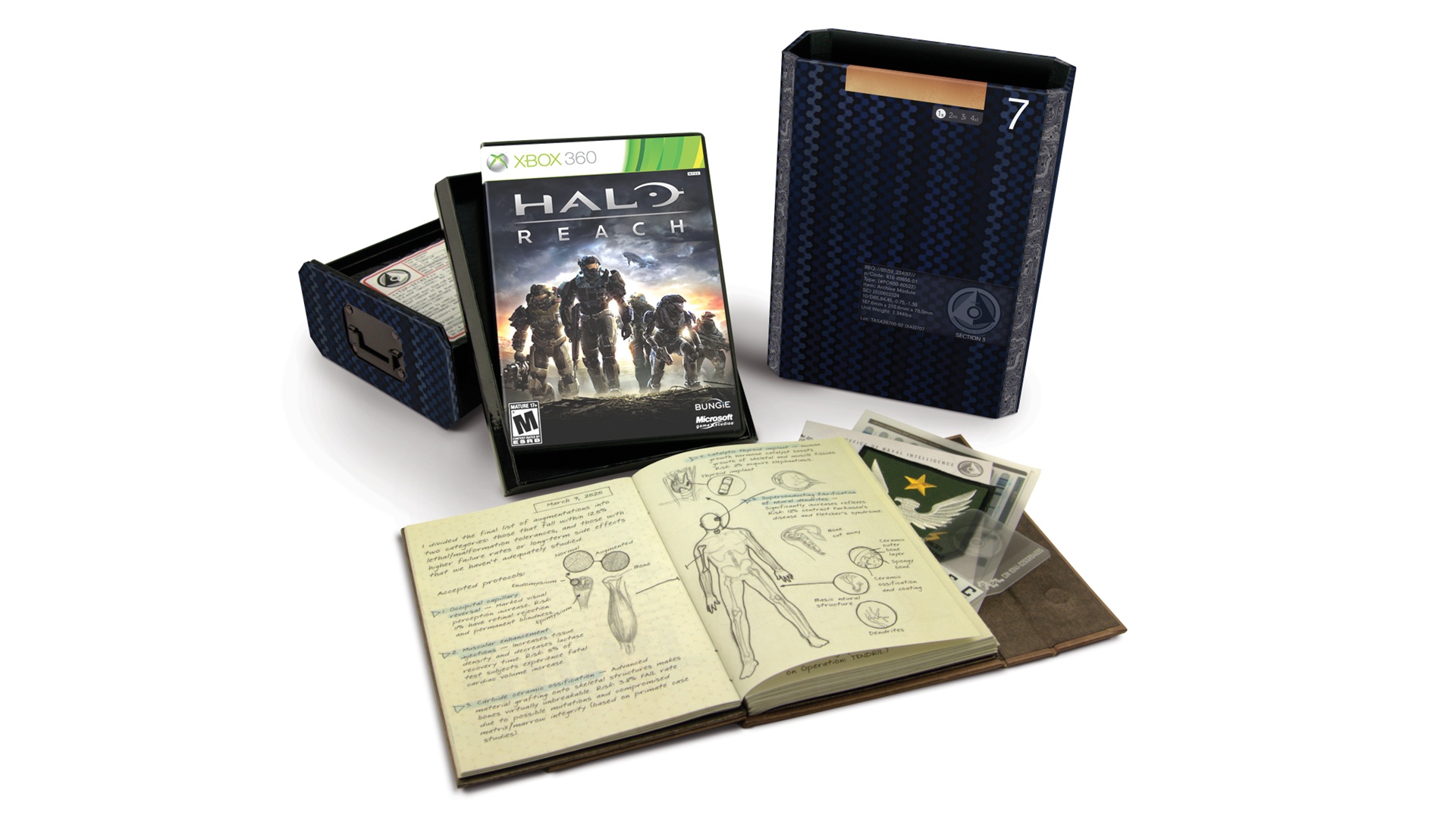 Image of Halo: Reach limited edition showing Dr. Halsey's journal