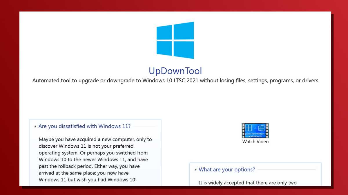 Windows 10 end of support UpDownTool overview