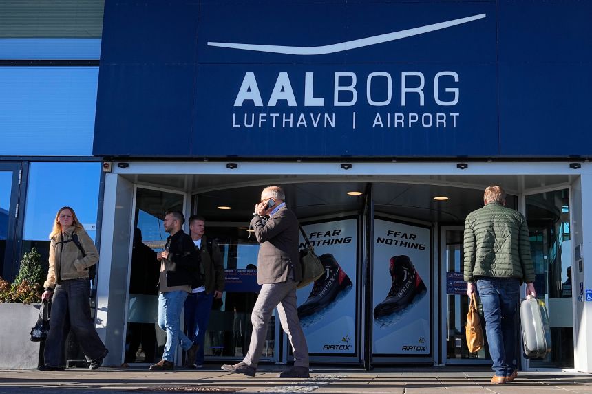 Drones were spotted at Aalborg Airport (pictured) in Denmark on Wednesday, September 24, overnight into Thursday.