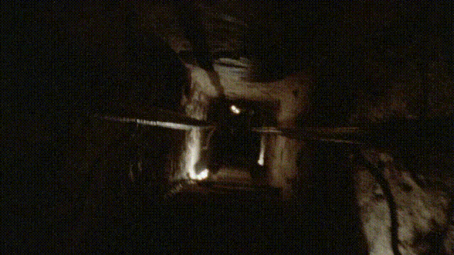 A shaky video showing a POV of someone running through a dark Egyptian tomb